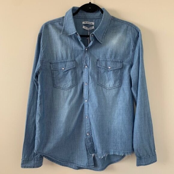 Free People One Teaspoon Chambray Denim Button Down Shirt Jean Blue XXS - Picture 3 of 16